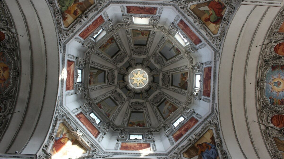 low angle photography of dome ceiling